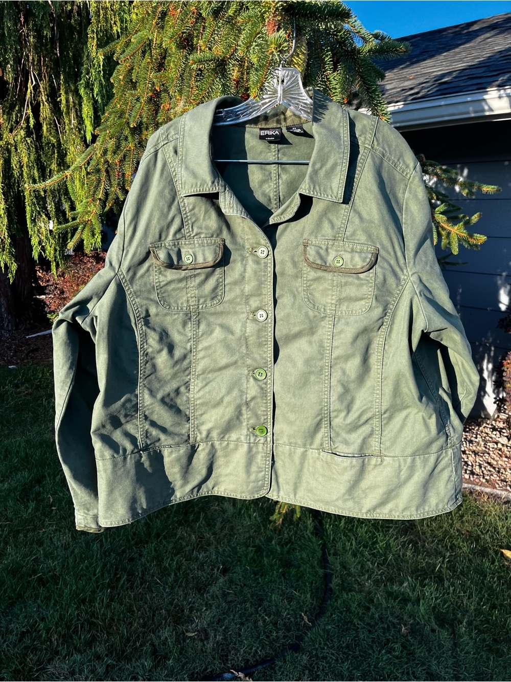 Erika Olive Green Utility Jacket – Size 2X